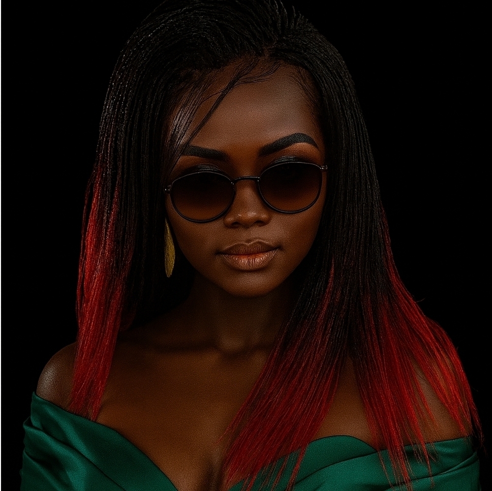 Yassine Red/Black Ombre Braided Wig | 100% Handmade Micro Millions Lace